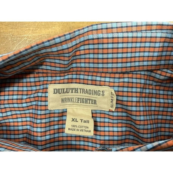 Duluth Trading Plaid Shirt Mens XL Tall Long Sleeve Button Down Wrinklefighter - Picture 7 of 9